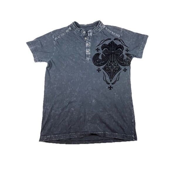 Vtg Affliction Shirt Mens M Live Fast Lost Souls Cross Wings Distressed MMA Y2K - Picture 2 of 8